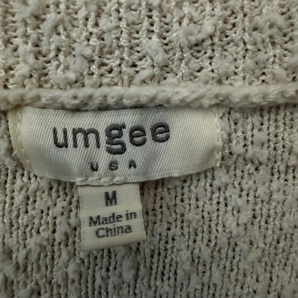 Umgee USA Womens Medium Popcorn Knit Striped Balloon Sleeve Sweater Rust Fall